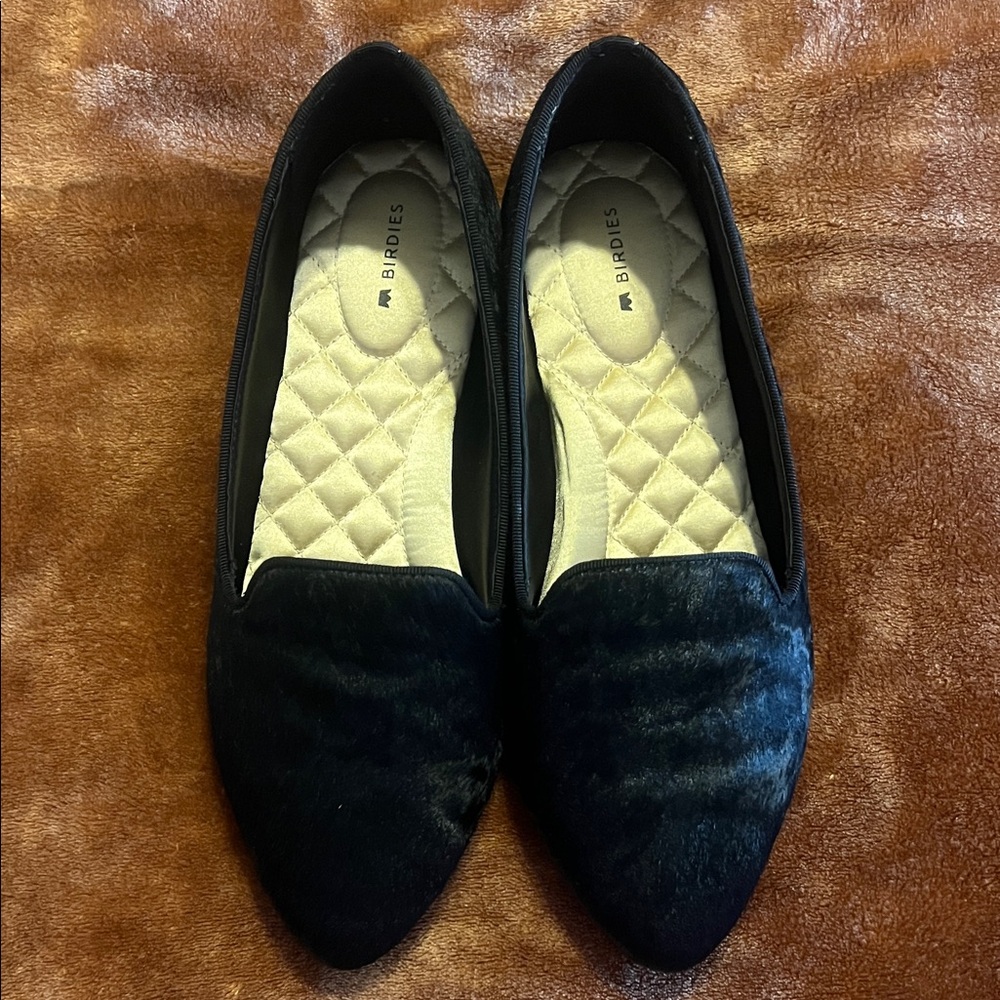 Birdies Luxurious Black Velvet Loafers